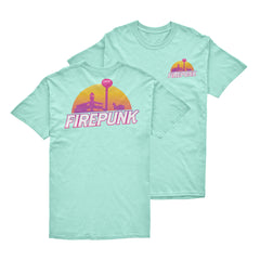 Firepunk Plain City Retro Teal T-Shirt