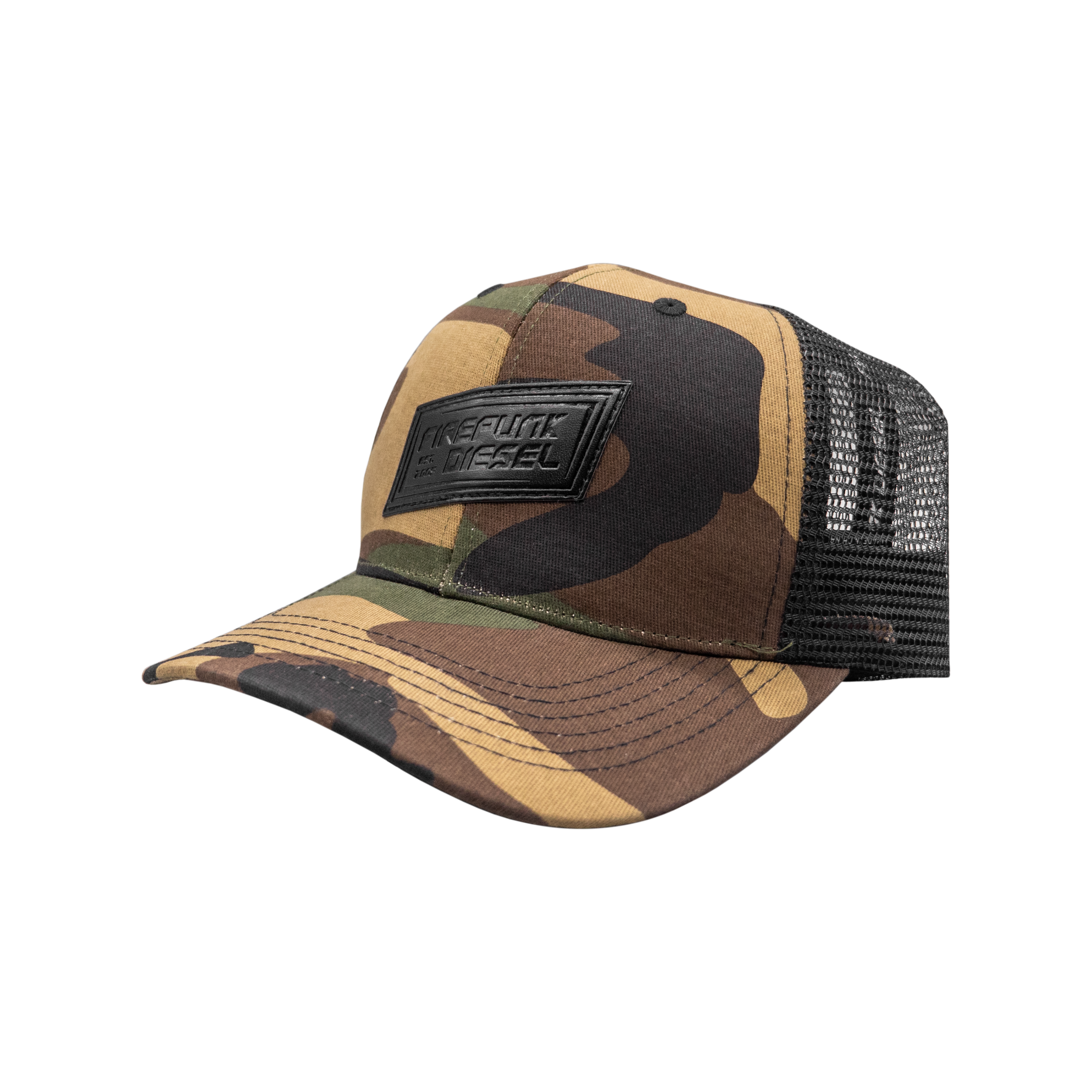Muka Distressed 5-Panel Cap – Solid Camo Strapback, Adjustable Leather Strap, Men’s