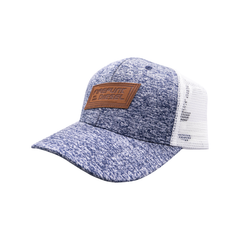 Firepunk Leather Patch Hat - Heather Blue/White