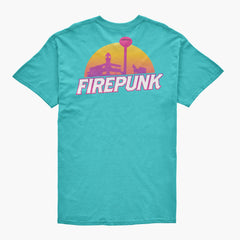 Firepunk Plain City Retro Teal T-Shirt