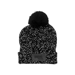 Black speckled Firepunk Diesel beanie with black leather patch