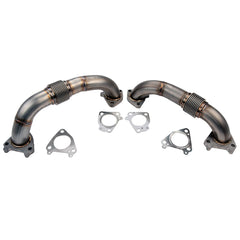 Wehrli Custom Fab 2001-2004 LB7 Duramax 2" Stainless Steel Up Pipe Kit for Twin Turbos w/ Gaskets
